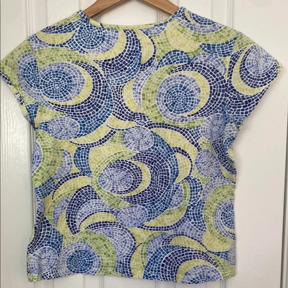 Talbots Cotton Mosaic Print Top - Picture 4 of 4